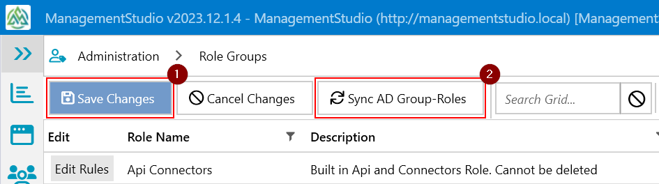 Save Role Groups and Sync with AD